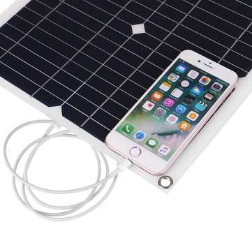12V/5V 14W Monocrystalline Solar Panel with Dual USB & Cables