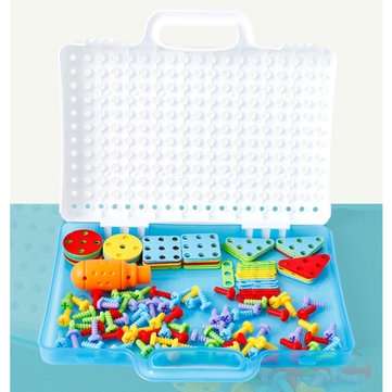 144pcs Kid`s Electric Drill Power Tool Screw Driver Drill Toys Construction Drill Toys DIY Education