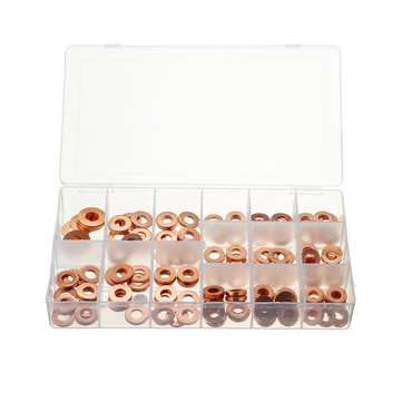 150pcs Copper Diesel Injector Washer Seal Assortment Set Fuel Injector Seal Ring
