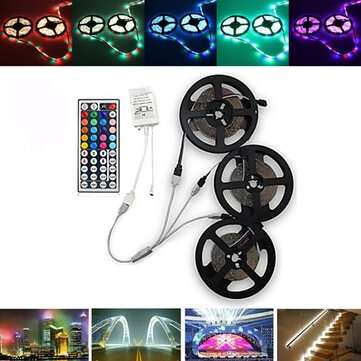 15M SMD3528 Waterproof RGB 900 LED Strip Tape Light Kit + 44 Keys Controller + Cable Connector DC12V