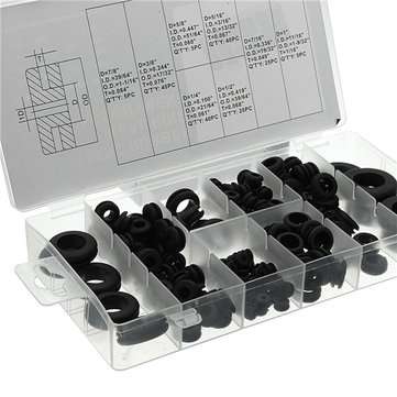 180Pcs Rubber Electrical Wire Gasket O-Ring Grommet Waterproof Washer