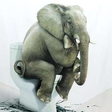 180x180CM Elephant Waterproof Bathroom Shower Curtain 12 Hooks