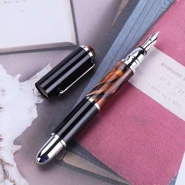 1Pcs Fountain Pen FuliWen Black and Amber Color Medium Nib Rotate Ink Smooth Writing Pen Business Of