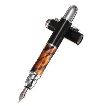 1Pcs Fountain Pen FuliWen Black and Amber Color Medium Nib Rotate Ink Smooth Writing Pen Business Of