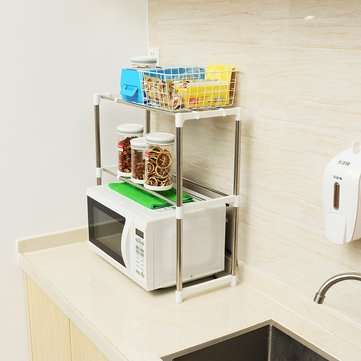 2 Layers Microwave Oven Stainless Steel Rack Kitchen Storage Shelf Container Kitchen Storage Rack