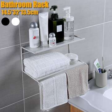 2 Tiers Kitchen Bathroom Shower Shelf Rack Organizer Storage Holder Wall Mounted (COLOR: WHITE)