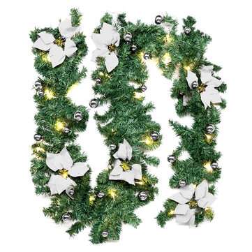 2.7m Christmas Tree Wreath Door Hanging Garland Window Ornament Xm... (TYPE: SILVERDECORATIONSLIGHT)