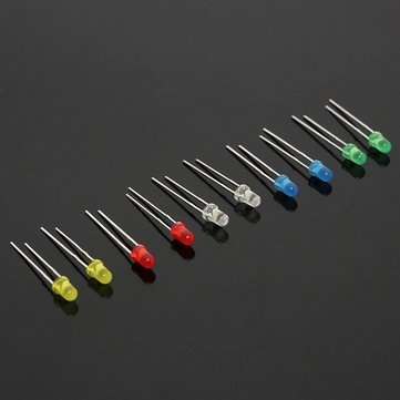 200Pcs 3MM LED Light Assorted Kit Red Green Blue Yellow White DIY LEDs Set