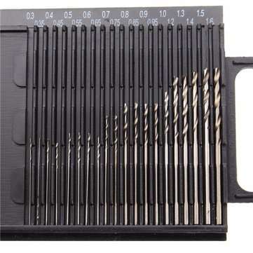 20pcs 0.3-1.6mm HSS Micro Twist Drill Bit Set Straight Shank Twist Drill Bits