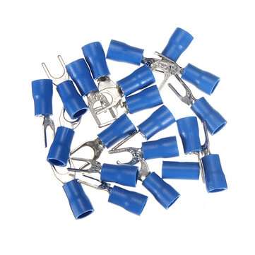 20pcs Heat Shrink Blue Wiring Crimp Butt Fork Terminals Connectors (TYPE5: M5)