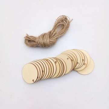 25Pcs Blank Circle Wood Chips Sheet Hanging Tags Ornament Laser Engraving DIY Art Wedding Decor