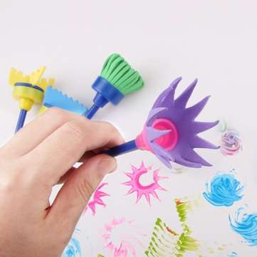 25Pcs Kids Painting Sponge Roller Brush Graffiti Pen Paint Drawing Toy DIY Tools