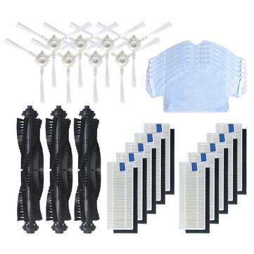 26pcs Replacements for 360 S6 Vacuum Cleaner Parts Accessories Main Brushes*3 Side Brushes*8 HEPA Fi