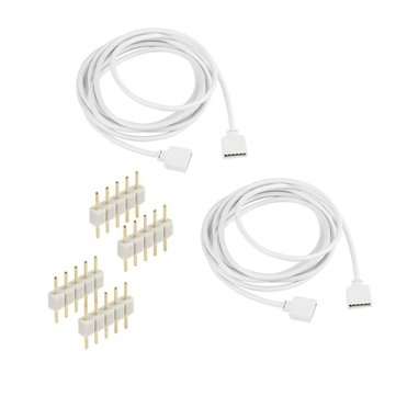 2M 5Pin RGBW Extension Cable Cord Wire + 4PCS Needle Connectors for 5050 3528 RGB RGBW LED Strip lig