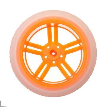 2Pcs 65*27mm Orange+Transparent Color Rubber Wheels for TT Motor  Smart Chassis Car