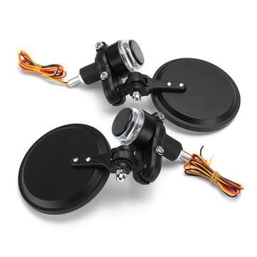2pcs Universal 7/8`` Bar End Motorcycle Bike Rearview Side Mirrors Round