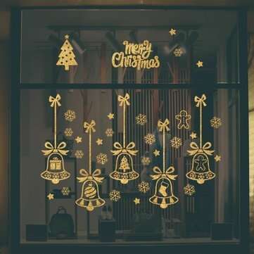 2Pcs/set Christmas Wall Sticker Double-Sided Christmas Bell Snowflake Window Dec... (QUANTITY: 2PCS)