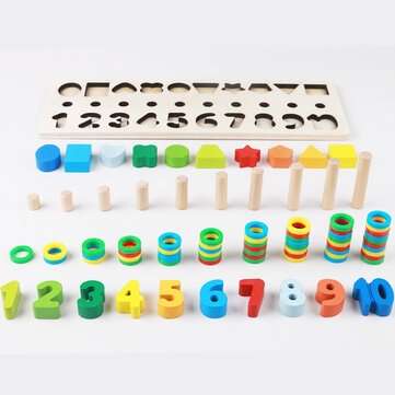3 in 1 Early Education Math Toys Shape Digital Logarithm Board for 2 to 6 Years Old Kindergarten Chi