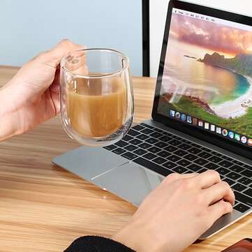 300ML Glass Coffee Tea Cup Heat Resistant Double Layer Glass Handle Double Wall Coffee Cup