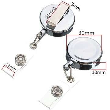30mm Metal Retractable Pull Chain Reel ID Card Badge Holder Recoil Belt Key Clip