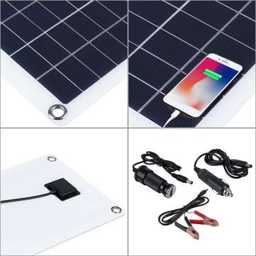 30W 12V Solar Panel Monocrystalline Silicon Battery Charger Kit 0-800MA Silicon