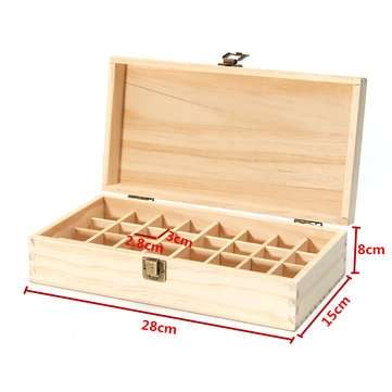 32 Holes Essential Oils Wooden Box Container Solid Pine Pure Natural Wood Storage Case