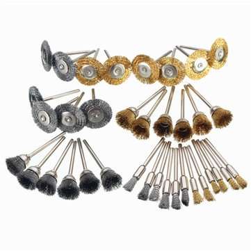 36pcs 3.175mm Shank Copper Steel Wire Polishing Wheel Brush for Dremel