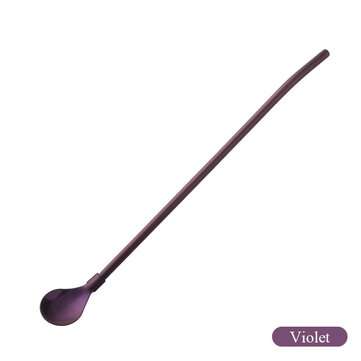 Colorful Metal Spoon 304 Stainless Steel Straw Spoon Two In One El... (TYPE: SHORT | COLOR.: PURPLE)