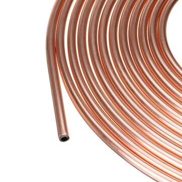 Copper Brake Pipe Hose 25 ft. Roll Of 1/4" Plated Line Tubing Piping Joint Union