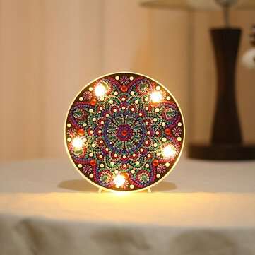 DIY LED Diamond Painting Mandala Elephant Owl Night Light Art Home Decor Gift (TYPE: .A)