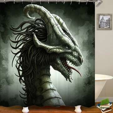 Dragon Bathroom Decor Waterproof Shower Curtain Bath Carpet Toilet Seat Cover Non-slip... (SIZE: #1)