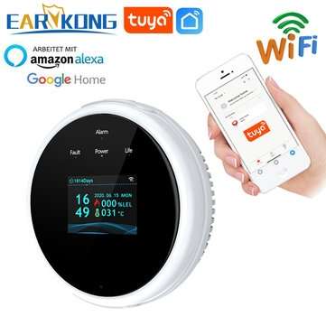 EARYKONG Wifi Natural Gas Sensor LCD Screen Household Smart Gas Alarm Detector Leakage Sensor Wifi T