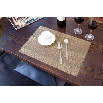 Fashion Pvc Dining Table Mat Disc Pads Bowl Pad Coasters Waterproof Table Cloth Pad S (COLOR.: GOLD)