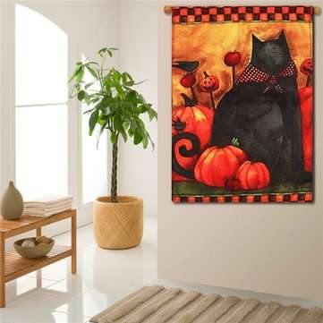 Halloween Party Home Decoration Black Cat Pumpkin Flag Toys For Kids Children Gift