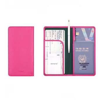 Honana HN-PB5 5 Colors Leather Passport Holder Travel Cards Case Cover Bag (COLOR.: ROSE)