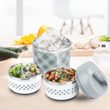 KC-BCH07 2 Layers Portable Insulation Lunch Box Stainless Steel Thermal Bento Food... (COLOR.: BLUE)