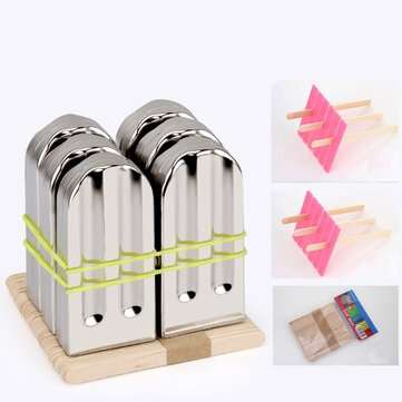 KC-ICE18 6 Pieces Set Stainless Steel Popsicle Mold Food Grade Ice Lolly Maker Summer... (STYLE: #4)