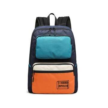 Nylon Waterproof Casual Patchwork Backpack Casual Student School Bag (COLOR.: ORANGE)