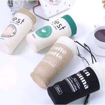 Pencil Case Supplies Stationery Kawaii  Coffee Cup School Student Gift Pen Box Ba... (COLOR.: BLACK)