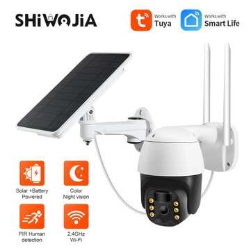 SHIWOJIA 1080P Full HD Video Outdoor Security IP Camera Solar/Battery Power Wifi Hom... (TYPE: WIFI)