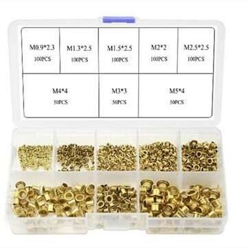 Suleve 650PCS 8 Values M0.9(d)-M5(L) Mixed Zinc Plated Through Hole Copper Rivets Assortment kit
