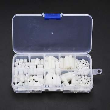 Suleve M3NH7 120Pcs M3 Nylon Screw Black/White Hex Screw Nut PCB Standoff Spac... (COLOR.: WHITE)