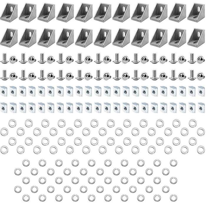 22Set Aluminum Profile Connector Set for 2020 Series Aluminum Extrusion Profile W Slot 6mm, Include