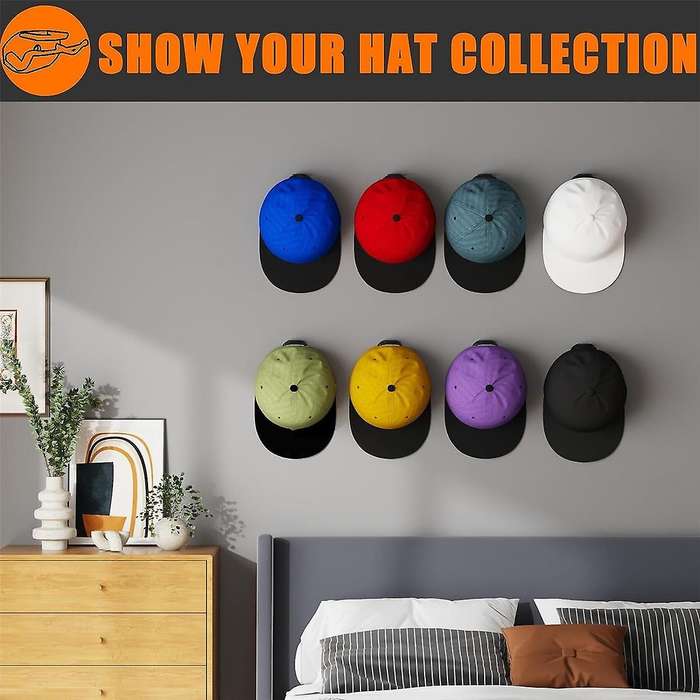 24 Pack Adhesive Hat Hooks for Wall, Hat Rack Hat Organizer Display for Home Decor, Hat Hold Hanger