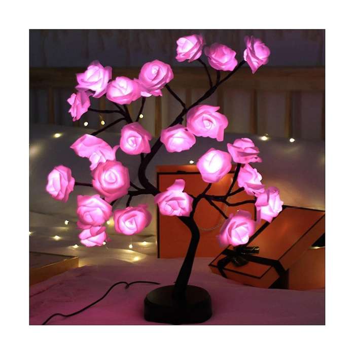 24 Led Roses Flower Tree Lights Rgb 17 Color Lamp Mother's Day Night Light Home Party Christmas Wed