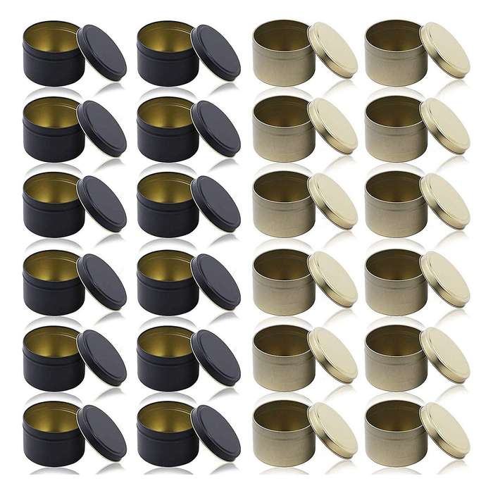 24 Pack Candle Tin Cans with Lids, 8 Oz, Metal Candle Jars for DIY Candle Making, Arts & Crafts, Par