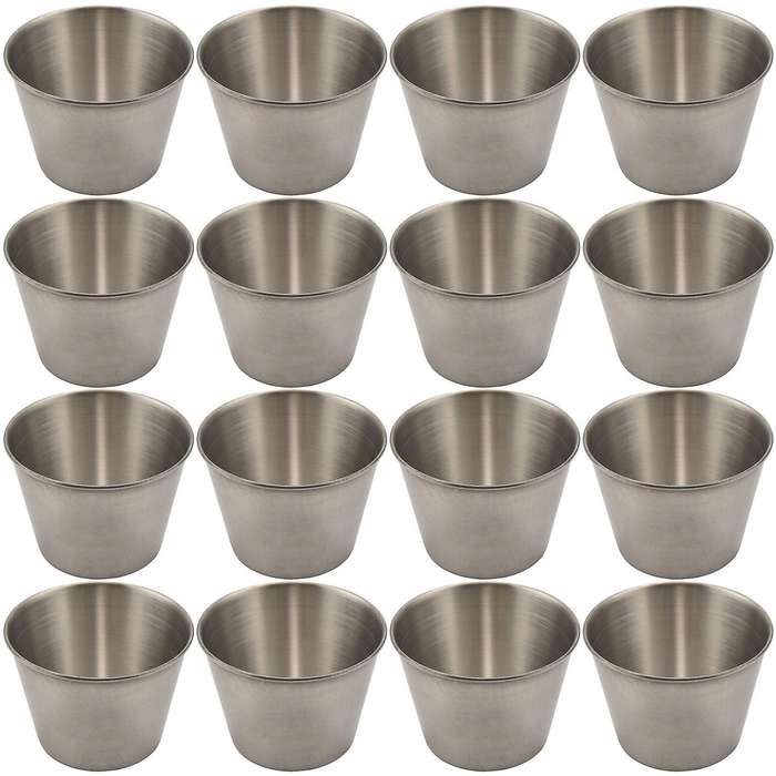 24 Pack Stainless Steel Condiment Sauce Cups,Commercial Grade Dipping Sauce Cups,Ramekin Condiment C