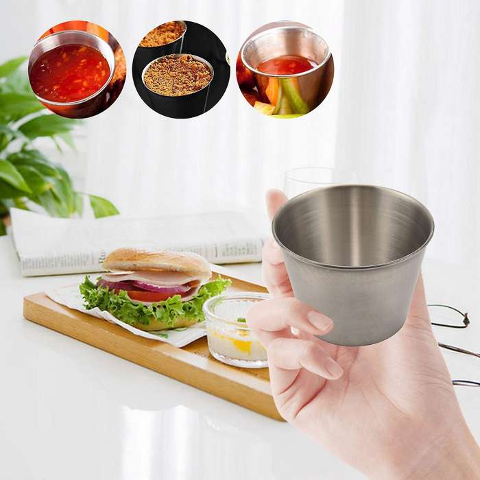 24 Pack Stainless Steel Condiment Sauce Cups,Commercial Grade Dipping Sauce Cups,Ramekin Condiment C