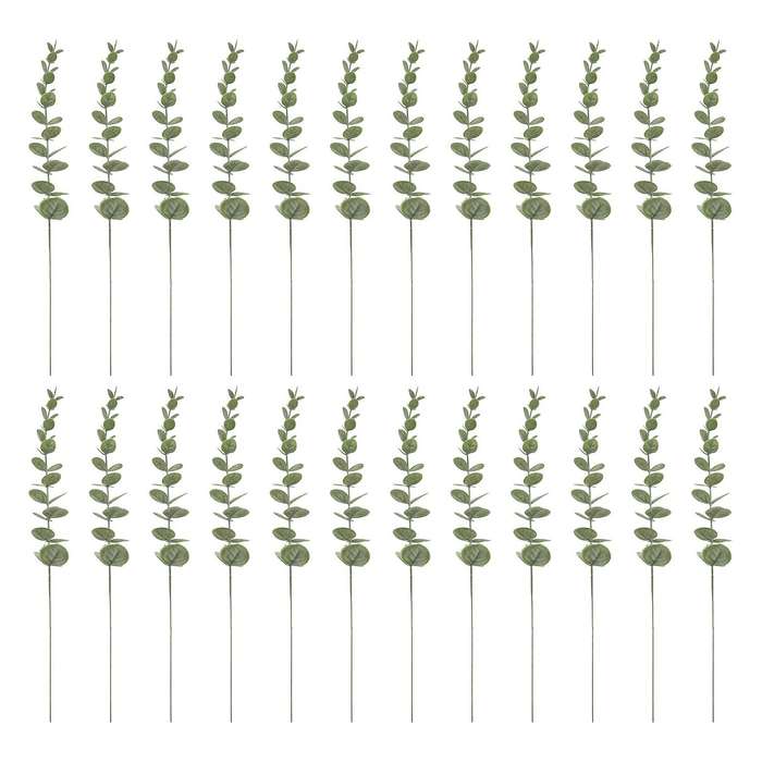 24 Pcs Artificial Eucalyptus Leaf Stem 15 Inch Tall for Faux Eucalyptus Wedding Bouquet Centerpiece