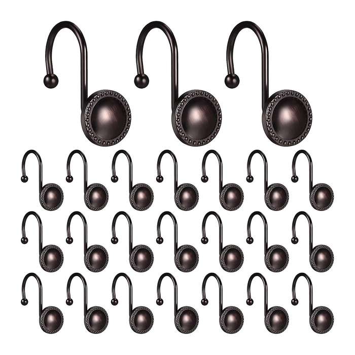 24 Pieces Antique Shower Curtain Hooks Beaded Circle Hook Rust Resistant Shower Hooks Rings for Bat